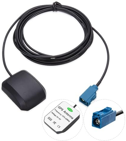 Vecys GPS Antenne 28dbi Fakra C Weiblich Gerader Adapter 3m RG174 Auto GPS Fakra Antenne Magnetfuß für Kraftfahrzeuge GPS Navigationssystem