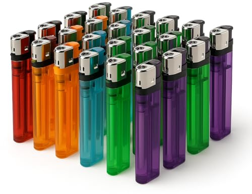 EPISENT Electronic Lighters – Pack of 5 Refillable Multicolour Flame Lighters – Child Safe | Ideal for Candles, BBQ, Kitchen, Cigarettes, Camping | Windproof, Compact & Long Lasting