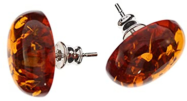 Pendientes de ámbar, pendientes ovalados de ámbar y plata de ley 925/000 rodiada por Artisana-Schmuck