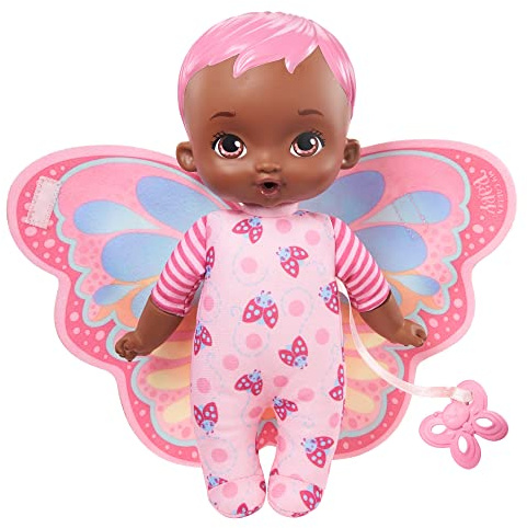 My Garden Baby Mon Premier poupon Bébé Papillon 23 cm rose, corps souple avec ailes en peluche, poupée pour enfant dès 18 mois, HBH40