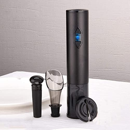 HSWYJJPFB Sacacorchos Abridor de Botellas de Vino Tinto automático 4 en 1 Tapón de Vino Redondo Aleación de Aluminio Regalo eléctrico Accesorios de Vino 0927(Color:Black)
