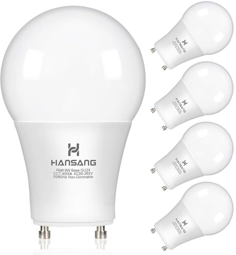 hansang GU24 LED Light Bulb 60W Equivalent 4000K Natural White CRI85+ 900LM
