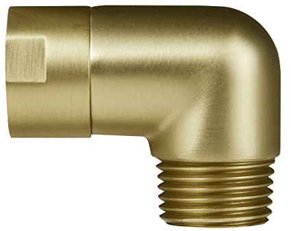 Solid Brass Shower Elbow Adapter for Shower Head, 90 degree Shower Arm Adapter Shower Head Adapter, Shower Arm Extension Elbow Adapter, Brushed Gold