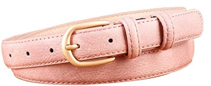 Elegantyl Dünne Gürtel 110cm für Frauen Gürtel Damen Gold Dornschließe Pu-Ledergürtel für Jeans Freizeitgürtel, Rosa, 110cm
