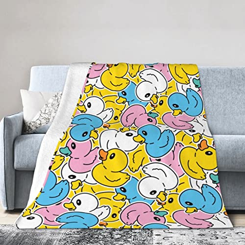 Gbuzozie Manta de forro polar con patos de goma coloridos, ligera, ultrasuave, microlindos patos, para sofá, cama, camping, viajes, manta de microfibra súper suave y acogedora de 60 x 50 pulgadas