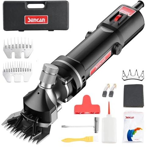 SENCAN Sheep Clippers, 750W Farm Livestock Grooming Kit for Equine, Goat, Pony, Cattle and Large Thick Coat Animals (6 speeds, with 2 Blades)