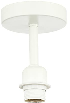 Happy Homewares Traditional Matt White Ceiling Light Fitting for Industrial Style Light Bulbs | 12cm x 17cm | Suitable for Lamp Shades with E27 Lamp Holder