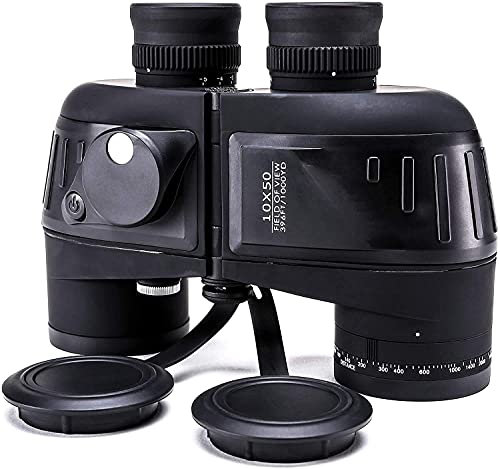 Marine-Militär-Fernglas für Erwachsene, 10 x 50 wasserdichtes, beschlagfreies Fernglas mit Entfernungsmesser-Kompass-Teleskop für Good