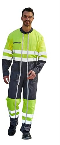 Hurry Jump Combinaison de Travail Flou Espace Vert Voirie Mairie Haute visibilite Homme Cote de Travail Haute visibilite en 20471 Gris/Jaune