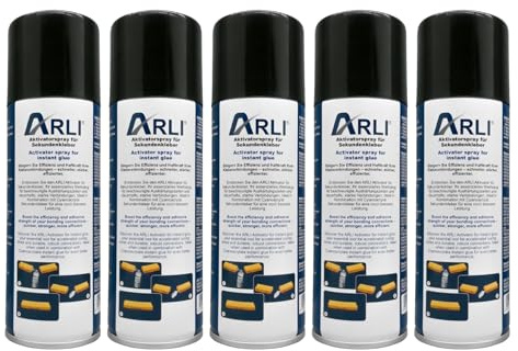 ARLI Aktivator Spray Aushärtungsbeschleuniger für Sekundenkleber 5x 200ml Aerosol Sprühdose ist geeignet für alle Schnellkleber auf Basis von Cyanacrylat sorgt für blitzschnelles Aushärten (5 Stück)