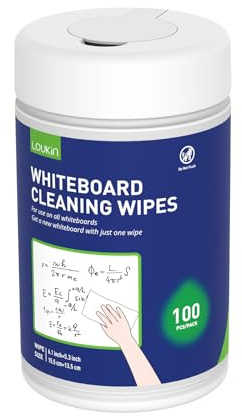 Loukin Whiteboard Cleaning Wipes, Dry Erase Board Cleaning Wipe, Non-Toxic White Board Wipe, 100 Wipes per Canister