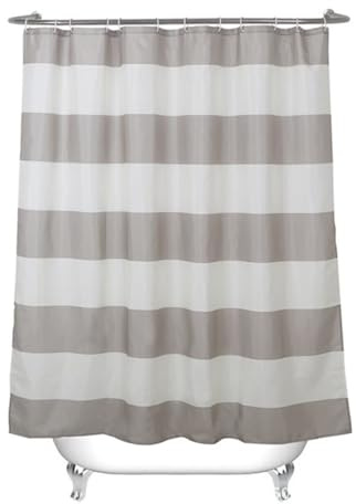 Tenda Doccia 120x190cm Tenda Vasca da Bagno Antimuffa Impermeabile Antibatterica Poliestere Lavabile in Lavatrice 3D Tenda Esterno con 12 Ganci per Famiglia Appartamento Hotel Decor Linee bianche