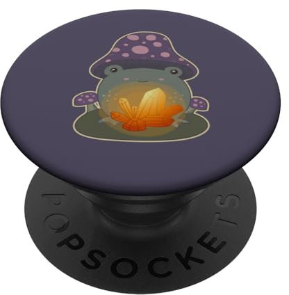 Cottagecore Frosch Heilkristall Hexe Frosch Dunkellila PopSockets mit austauschbarem PopGrip