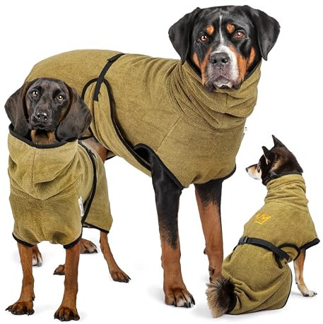 Rudelkönig Hundebademantel aus 100% Baumwolle - Saugstarker Bademantel Hunde groß - Kuscheliger Hunde Bademantel gross