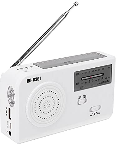 Radio Am/FM con Energía Solar de Manivela Manual, con Linterna LED, Cargador de Teléfono Celular Micro USB de Banco de Energía Portátil, para Emergencias Al Aire Libre para Acampar