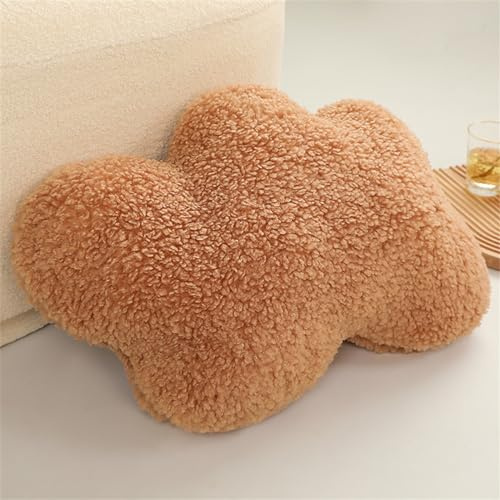 Hava Kolari Kuschelkissen Kindekissen, Weiche Flauschige Wolkenform Zierkissen Sofakissen, 57 * 38cm Plüsch Kissen Dekokissen für Kinderzimmer Schlafzimmer (Braun)
