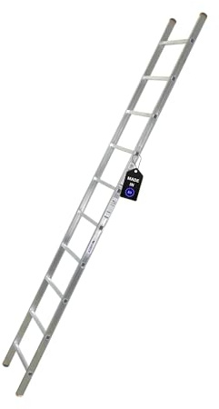 PROREGAL Sprossen-Anlegeleiter Atlas | ohne Traverse | 10 Sprossen | Arbeitshöhe 3,73m | Traglast 150kg | Alu Leiter Haushaltsleiter Arbeitsleiter Steigleiter