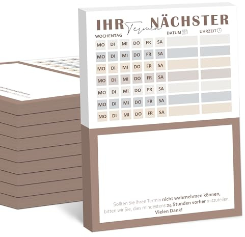 BIROYAL Terminzettel Praxis A7, 600 Terminzetteln, 12 Terminblock, Braun | 7 Termine pro Zettel, mit Stempelfeld, Abreißbar & Handlich, für Physiotherapie Zahnarzt Krankenhaus Fußpflege Kosmetik