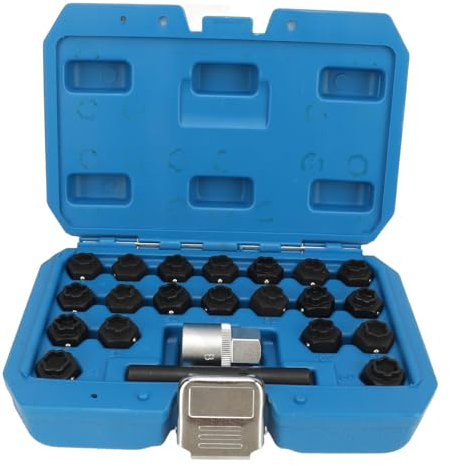 KIMISS 22-teiliges Radsicherungsmutter-Schlüssel-Set, Radsicherungsmutter-Steckschlüssel-Adapter-Set mit Aufbewahrungskoffer, Rad-Anti-Diebstahl-Radmutter-Entfernungswerkzeug für