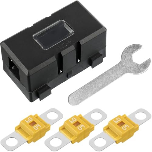 Tixlux Midi Sicherung, 3 Stück 60 A Midi Schraubsicherung, 1 Stück ANS Sicherungshalter, 1 Stück Schraubenschlüssel, 12 V–58 V Midi-Hochstromsicherung für Auto, LKW, SUV, Wohnmobil