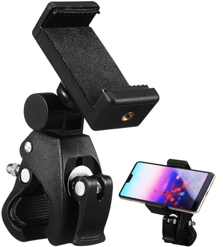 Gatuida Mic Stand Phone Holder: 180° Rotation Microphone Arm Mount Clamp for Live Broadcast Recording - 1 Mic Stand clamp + 1 Phone Clip