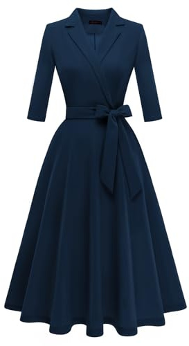 Meetjen Women's Vintage Tea Dress Fall Fit and Flare 3/4 Sleeve Elegant Cocktail Party Formal Church Dresses 2026