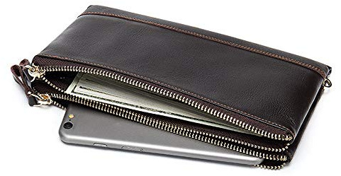 LVUNZJCA Herren Geldbörse Geldbörse für Männer Ledertasche Lange Geldbörse Reisebrieftasche Bussiness Kartenhalter, coffee, 11x21.5cm