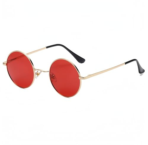 WDZAYXC Retro Classic Runde polarisierte Sonnenbrille mit Metallrahmen für Herren und Damen