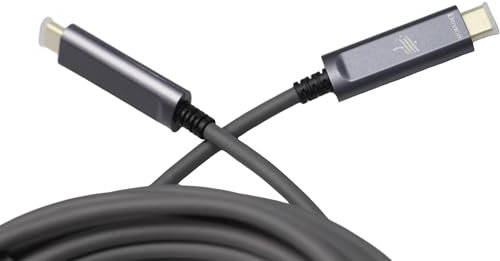 DWLCWY Cavo in fibra ottica da USB C a USB C (10 m), sottile ad alta velocità, 10 Gbps, cavo ottico attivo USB 3.1 per VR, webcam, laptop, ecc., grigio