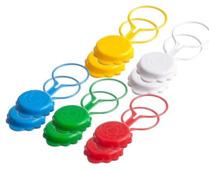 Generico Tappi con Anello per Bottiglie in Plastica - Misura Universale per Tutte Le Bottiglie Colori Misti (10)