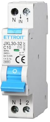 ZOREI Interruttore Magnetotermico Differenziale, 1P+N 220V Da 1 Modulo DIN, RCBO 1P+N 6kA 30mA C10 10A