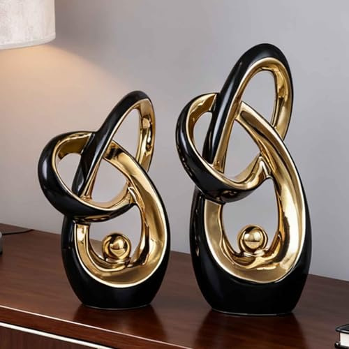 LINYTHER Schwarz-Gold-Dekor, abstrakte moderne Kunst, Krimskrams für Regale, Couchtisch, Esstisch, Kaminsims, TV-Ständer