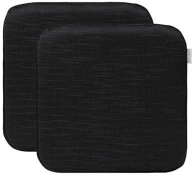 RACE LEAF Juego de 2 cojines de asiento de espuma viscoelástica de rebote lento de 40,5 x 40,5 cm, superficie impermeable y parte inferior antideslizante, negro