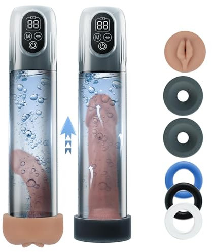 2 In 1 Juguetes Sexuales Hombre - Masturbadores + Bomba Pene, Penis Pump Con 5 Niveles De Succión Y 4 Niveles De Presión + 6 Tubos Cilíndricos Y De Entrenamiento Del Pene, Extensor Agrandador D Pene