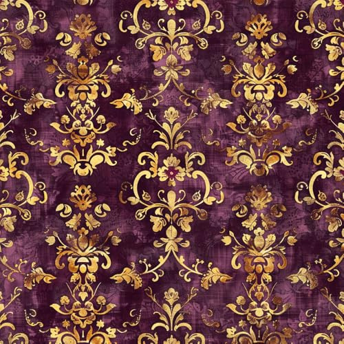 Klebefolie Möbelfolie Tapete Goldene Pflanze Lila Ethno Stil Mustertapete Klebefolie Möbel Muster Tapeten Klebetapete Vinyl Wrap Wandtapete Wohnzimmer Schlafzimmer Möbelfolie Bunt Wasserdicht Wallpap