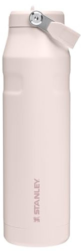 Stanley IceFlow Flip Straw 2.0 Water Bottle | Built in Straw with Larger Mouth | Lightweight & Leak Proof | Insulated Stainless Steel | BPA Free | Rose Quartz