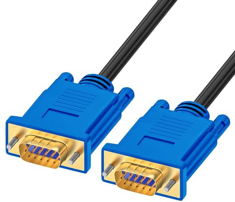 Omivine Vga Kabel 1,8 M – VGA auf VGA Monitor Kabel 1080P Full HD PC Kable für Computers, Bildschirm, Beamer, Projektor, D-Sub Schwarz, Stecker auf Stecker - Blau