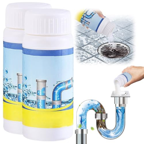 Abflussreiniger Extra Stark, Rohrreiniger Extrem Stark Hochwirksamer Rohrreiniger Mit Aktivschaum WC Reiniger Toilettenreiniger Geeignet für Waschbecken Abwasserkanäle Toiletten Badezimmer (2PCS)