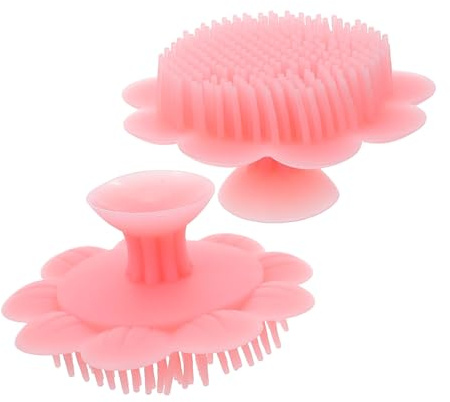 DEARMAMY 2pcs Silicone Bath Brush for Newborns Gentle Scalp Massager and Shampoo Scrubber Soft Dual-Sided Silicone Hair Wash Brush for Bathing and Cradle Cap Care