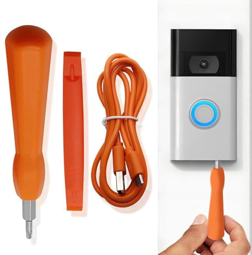 Ring Doorbell Screwdriver Replacement Set with Charging Cord Pry Bar Double-Ended T6 T15, for Ring Doorbell 2, 3, Pro, Elite & Video Doorbell