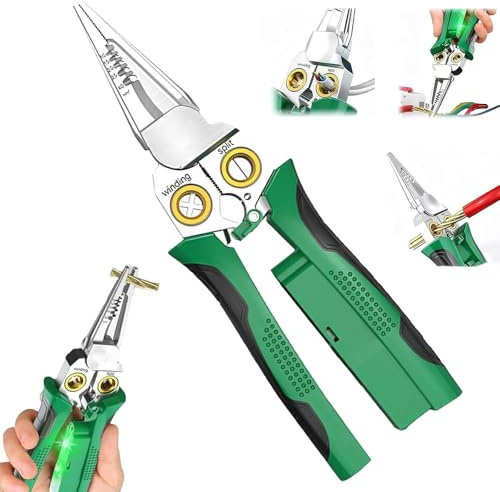 Encuryna 8-In-1 Tool, 8-in-1 Abisolierzange mit Strommessfunktion, Kabelabisolierzange mit Spannungsprüfer & zwei Alarmen Abisolierzange zum Schneiden und Ziehen von Drähten, Kabelschere zum Schaben