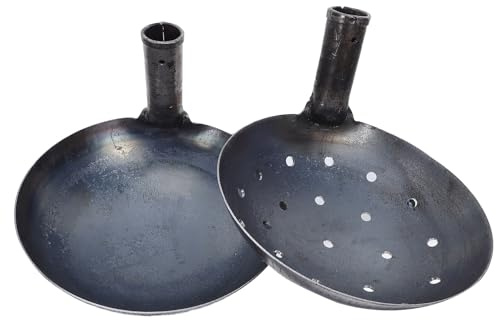 KONTONTY Juego De 2 Herramientas para Y Colar Estiércol Pala con Agujeros Herramienta Multifuncional De Jardín Cucharón para Estiércol Cuchara De Limpieza Color Plata