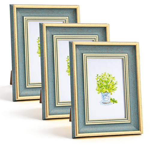 ZYETGH 3 Stück Vintage Bilderrahmen, Fotorahmen Holz Vintage 7 Zoll 13x18cm Antike Shabby Fotorahmen Deko Retro Fotorahmens zum Aufhängen Aufstellen Picture Frame für Tisch Wand