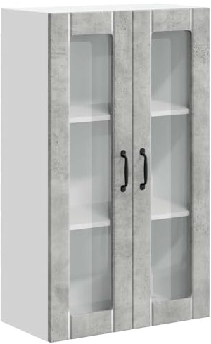 zylophax köksväggskåp, betong, grått, trämaterial 60 x 31 x 100 cm med gångjärnsdörrar, modernt köksskåp, praktiskt väggskåp, kök, hållbart köksskåp, väggskåp, väggskåp