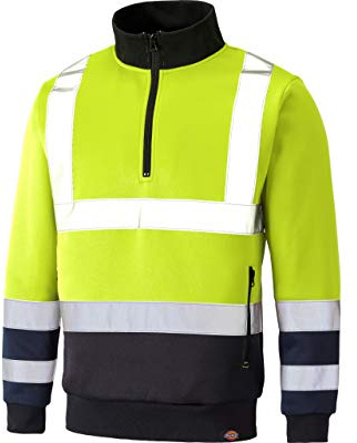 Dickies SA22092 Two Tone Hi Vis Reflective Tape Funnel Neck Sweatshirt