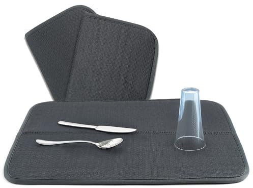 HelOME 1X Premium Geschirr-Abtropfmatte aus Mikrofaser für Küche - 44cm x 32cm - Verhindert Flecken und Streifen an Gläsern - Abtropfunterlage mit Hoher Saugfähigkeit und Wabenstruktur