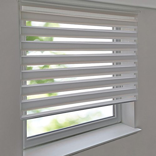 Doppelrollo PREMIUM 90 x 200 cm weiß zum Anschrauben freihängend für Wand- und Deckenmontage inkl. Metallträger