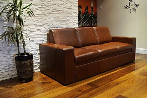 Quattro Meble Echtleder 3 Sitzer Sofa Atlanta FS Breite 200cm mit Schlaffunktion Ledersofa Echt Leder Couch große Farbauswahl !!!