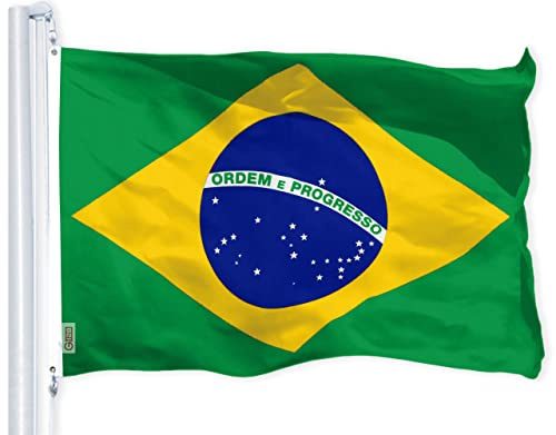 G128 | Brasilien (brasiliansk) flagga | 9 x 1,5 m | Tryckt 150D – inomhus/utomhus, livliga färger, mässingsöljetter, mycket tjockare och mer hållbara än 100D och 75D polyester