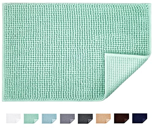 JARITTO Tappetino da Bagno Antiscivolo Tappetini per il Bagno Vasca Doccia WC Tappeto da Terra in Microfibra Ciniglia Assorbente Lavabile in Lavatrice Morbido 40 x 60 cm (Ciano Chiaro)
